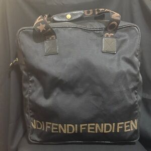 Fendi Black and Brown Overnight Bag